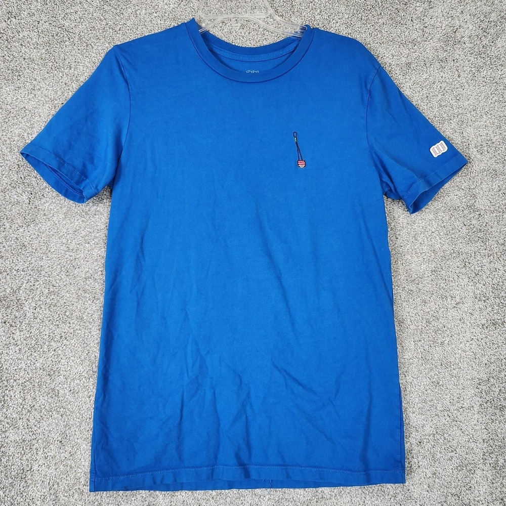 Topo Designs Shirt Mens Small Blue Carabiner Graphic Outdoor Hiking Tee T-Shirt
